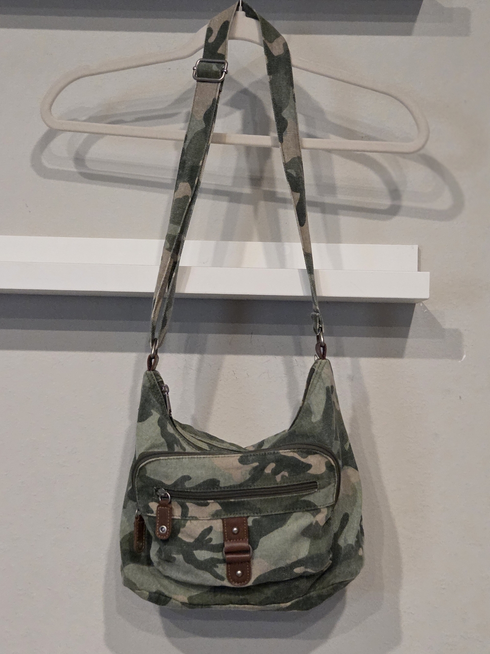 Canvas Camo Crossbody Bag - Green Camouflage